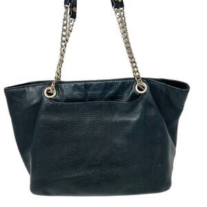 Michael Kors Soft Pebble Leather Shoulder Bag Tote Zip Top Black Gold